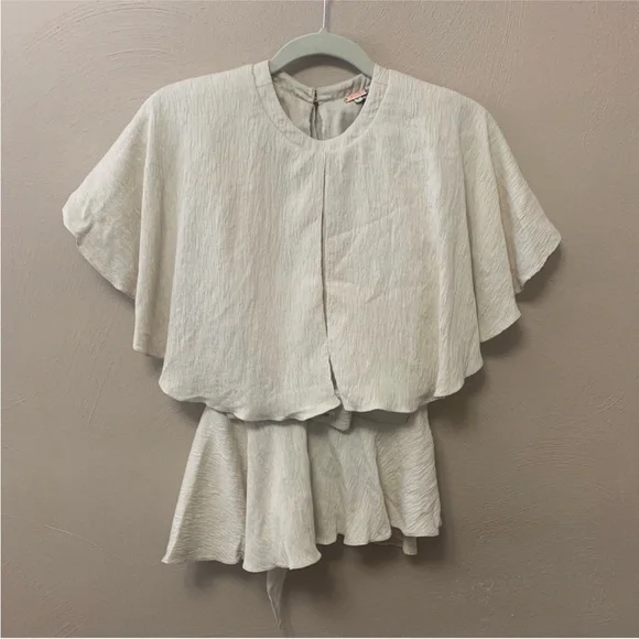 Johanna Ortiz Amor Es Belted Textured Crepe Top Cream White Beige Size 0 New NWT - Picture 3 of 12